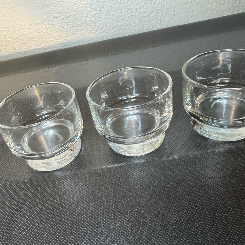 Set of Three Clear Glass Votive Candle Holders